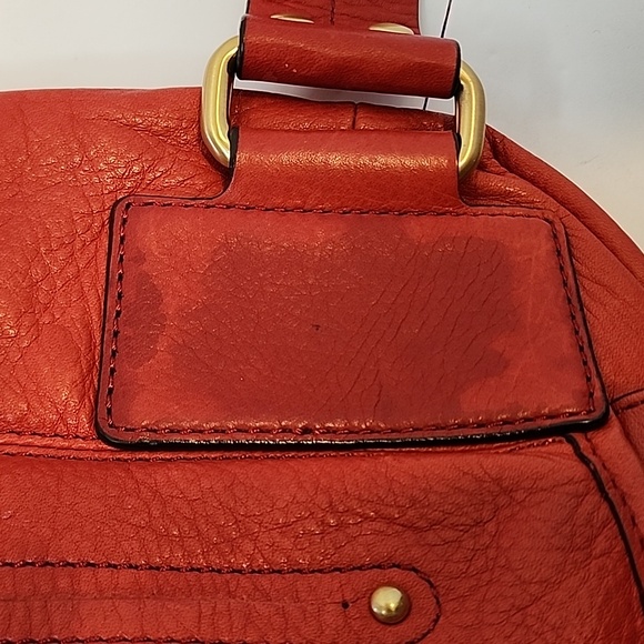 B MAKOWSKY Plushy Soft Red Leather Shoulder Bag with Gold Hardware Bottom Studs - Picture 16 of 16